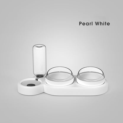Pet Cat Bowl Automatic Feeder Dog Cat Food Bowl with Water Fountain Double Bowl Drinking Raised Stand