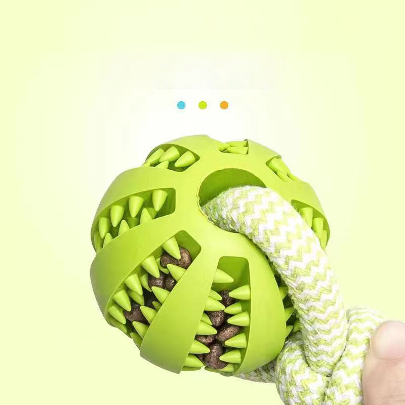 Dog Toys Treat Balls Interactive Hemp Rope Rubber Leaking Balls for Small Dogs Chewing Bite Resistant Toys Pet Tooth Cleaning Bite Resistant Toy Ball for Pet Dogs Puppy