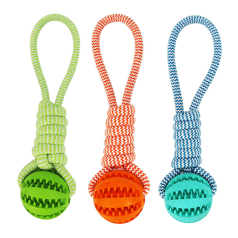 Dog Toys Treat Balls Interactive Hemp Rope Rubber Leaking Balls for Small Dogs Chewing Bite Resistant Toys Pet Tooth Cleaning Bite Resistant Toy Ball for Pet Dogs Puppy