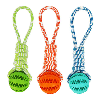 Dog Toys Treat Balls Interactive Hemp Rope Rubber Leaking Balls for Small Dogs Chewing Bite Resistant Toys Pet Tooth Cleaning Bite Resistant Toy Ball for Pet Dogs Puppy