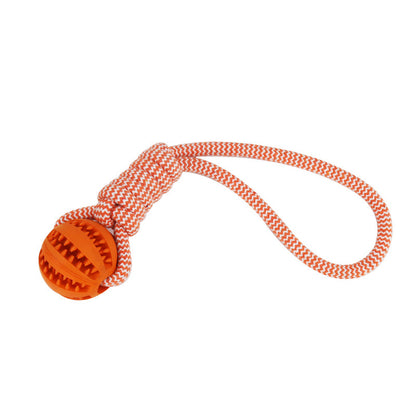 Dog Toys Treat Balls Interactive Hemp Rope Rubber Leaking Balls for Small Dogs Chewing Bite Resistant Toys Pet Tooth Cleaning Bite Resistant Toy Ball for Pet Dogs Puppy