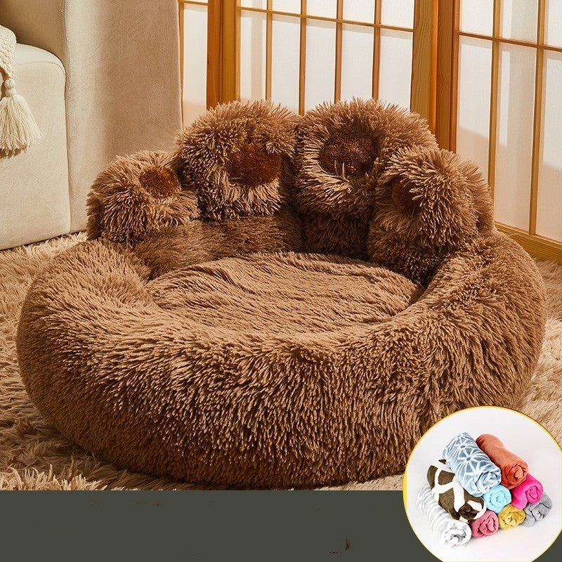Fluffy Dog Bed Winter Warm Large Pet Products Small Sofa Baskets Pets Kennel Mat Puppy Cats Supplies Basket Blanket Accessories Pets Supplies