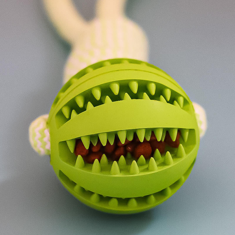 Dog Toys Treat Balls Interactive Hemp Rope Rubber Leaking Balls for Small Dogs Chewing Bite Resistant Toys Pet Tooth Cleaning Bite Resistant Toy Ball for Pet Dogs Puppy
