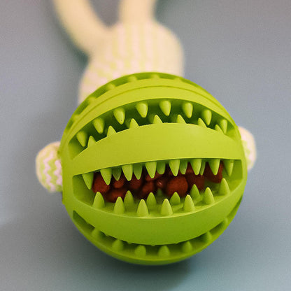Dog Toys Treat Balls Interactive Hemp Rope Rubber Leaking Balls for Small Dogs Chewing Bite Resistant Toys Pet Tooth Cleaning Bite Resistant Toy Ball for Pet Dogs Puppy