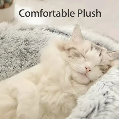 2-in-1 Winter Plush Pet Bed with Cover - Round Cat Bed and Mattress for Small Dogs and Kittens