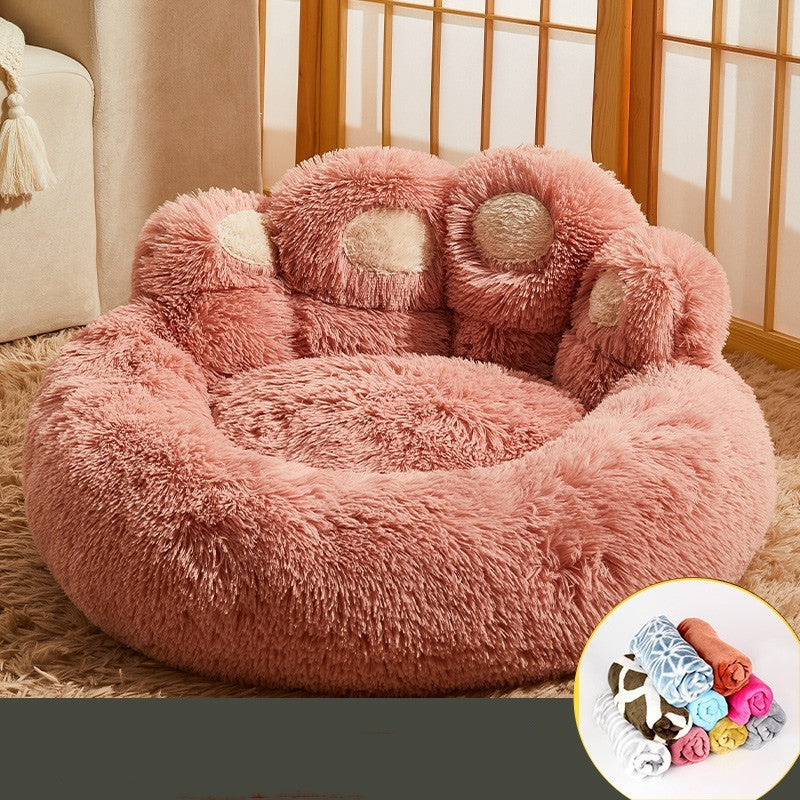 Fluffy Dog Bed Winter Warm Large Pet Products Small Sofa Baskets Pets Kennel Mat Puppy Cats Supplies Basket Blanket Accessories Pets Supplies
