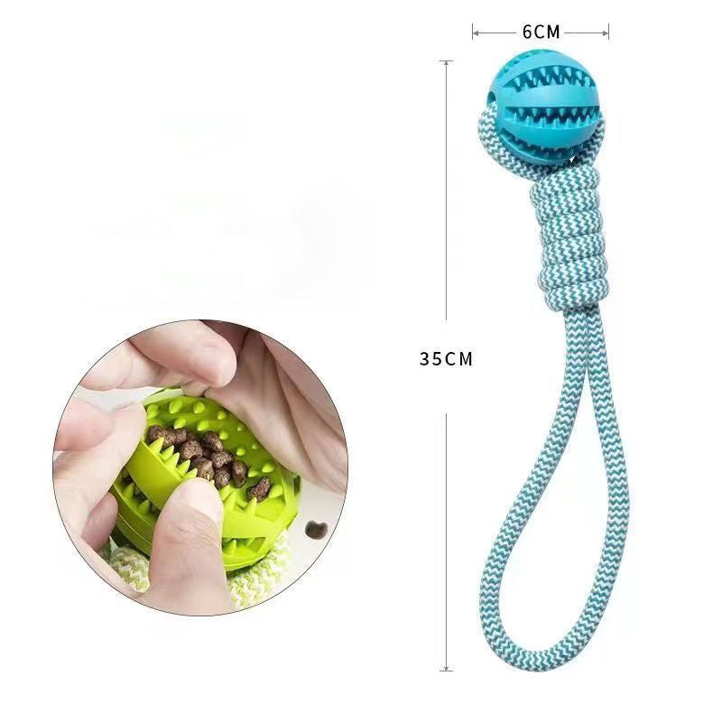 Dog Toys Treat Balls Interactive Hemp Rope Rubber Leaking Balls for Small Dogs Chewing Bite Resistant Toys Pet Tooth Cleaning Bite Resistant Toy Ball for Pet Dogs Puppy