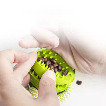 Dog Toys Treat Balls Interactive Hemp Rope Rubber Leaking Balls for Small Dogs Chewing Bite Resistant Toys Pet Tooth Cleaning Bite Resistant Toy Ball for Pet Dogs Puppy